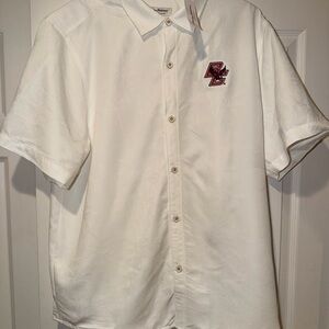 Tommy Bahama White Casual Button Down Boston College Stitched Logo Shirt